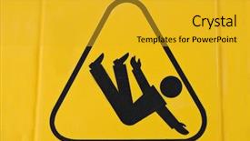  Presentation with floor - Theme with slips trips falls - sign warning of slippery floor background and a gold colored foreground