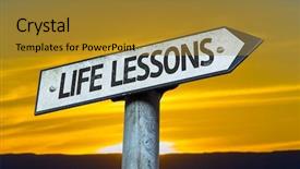  Presentation with sun life insurance - Beautiful presentation theme featuring sign with a sunset background backdrop and a gold colored foreground