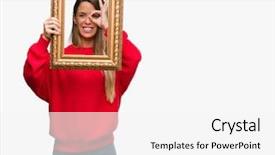  Presentation with vintage - Slide set consisting of sign with hand on eye background and a  colored foreground