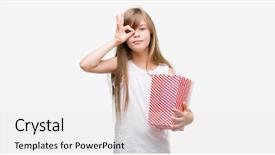  Presentation with popcorn - Audience pleasing PPT layouts consisting of sign with hand on eye backdrop and a  colored foreground