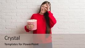  Presentation with brick wall - PPT theme enhanced with sign with hand on eye background and a light gray colored foreground