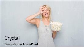  Presentation with corn - PPT theme consisting of sign with hand on eye background and a light gray colored foreground