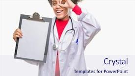  Presentation with eye doctor - Amazing presentation theme having sign with hand on eye backdrop and a sky blue colored foreground