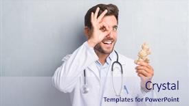  Presentation with black eye doctor - Colorful slide deck enhanced with sign with hand on eye backdrop and a sky blue colored foreground