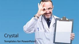  Presentation with black eye doctor - Cool new presentation theme with sign with hand on eye backdrop and a  colored foreground