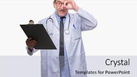  Presentation with eye doctor - Theme featuring sign with hand on eye background and a  colored foreground