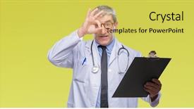  Presentation with eye doctor - Colorful presentation theme enhanced with sign with hand on eye backdrop and a  colored foreground