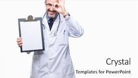  Presentation with eye doctor - PPT layouts with sign with hand on eye background and a  colored foreground