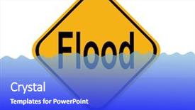  Presentation with flood - Theme with sign with rising water level background and a cobalt blue colored foreground