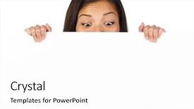  Presentation with pair eyes looking down - Beautiful theme featuring sign woman surprised looking down backdrop and a white colored foreground