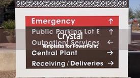  Presentation with emergency - Cool new slide deck with signage at hospital entrance backdrop and a tawny brown colored foreground