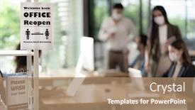  Presentation with reopen - Amazing presentation theme having signage-of-office-reopen backdrop and a coral colored foreground