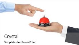  Presentation with bell service - Presentation design featuring signal noise - hands and service ring bell background and a  colored foreground