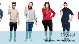  Presentation with signal - Slide deck having signal person - collage of people over white background and a  colored foreground