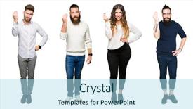  Presentation with people collage - Beautiful PPT theme featuring signal person - collage of people over white backdrop and a  colored foreground