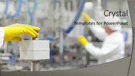  Presentation with processing - Theme with signal processing - hand in yellow glove pressing background and a light gray colored foreground