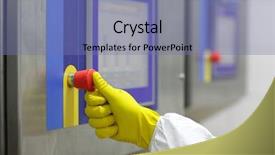  Presentation with technology plant - Beautiful PPT theme featuring signal processing - industrial details - hand backdrop and a seafoam green colored foreground