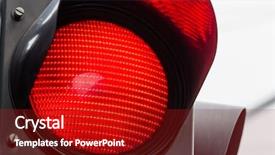  Presentation with traffic signal - Presentation theme consisting of signal processing - traffic light shows red light background and a crimson colored foreground