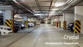  Presentation with signal - PPT theme enhanced with signal trafic - underground parking with parked cars background and a gray colored foreground