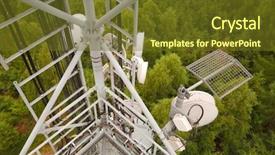  Presentation with telecom tower - Colorful slide deck enhanced with signal transmitter tower detail high backdrop and a tawny brown colored foreground