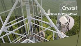  Presentation with telecom tower - Cool new PPT theme with signal transmitter tower detail high backdrop and a gray colored foreground