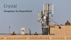  Presentation with mobile network - Presentation design enhanced with signal-transmitters-for-mobile-network background and a light blue colored foreground