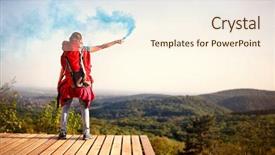  Presentation with hiking - Audience pleasing presentation theme consisting of signalling - young girl hiking and showing backdrop and a cream colored foreground