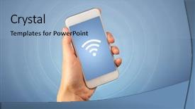  Presentation with wireless charging mobiles smartphone - Cool new presentation with signals waves - female fingers touching smartphone backdrop and a light blue colored foreground