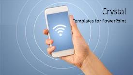  Presentation with wireless charging mobiles smartphone - Amazing presentation having signals waves - female fingers touching smartphone backdrop and a light blue colored foreground