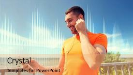  Presentation with sound signal - Theme consisting of signals waves - fitness sport people technology background and a yellow colored foreground