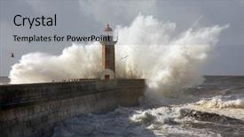  Presentation with signals waves - Presentation having signals waves - lighthouse in foz of douro background and a light gray colored foreground