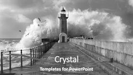  Presentation with lighthouse - Amazing theme having signals waves - lighthouse in foz of douro backdrop and a gray colored foreground
