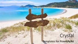  Presentation with signals waves - Presentation design featuring signals waves - praia de rodas beach sign background and a lemonade colored foreground