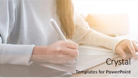  Presentation with computer in backrond - Beautiful theme featuring signature - woman use of notebook computer backdrop and a soft green colored foreground