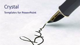  Presentation with fountain pen - Presentation consisting of signature on watermarked textured paper background and a sky blue colored foreground