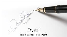  Presentation with fountain pen - Audience pleasing PPT layouts consisting of signature with gold fountain pen backdrop and a white colored foreground