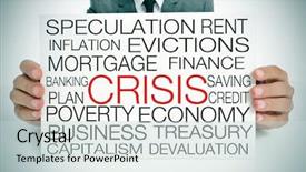  Presentation with economic crisis in greece - Slide deck with signboard with different terms related background and a lemonade colored foreground