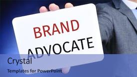  Presentation with advocate - Slide deck having signboard with the text brand background and a teal colored foreground