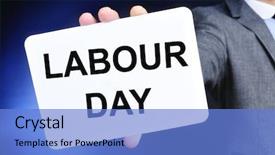  Presentation with patriotic or labor day - Colorful presentation enhanced with signboard with the text labour backdrop and a teal colored foreground