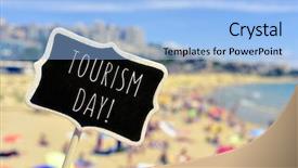  Presentation with signboard - Presentation theme with signboard with the text tourism background and a light blue colored foreground
