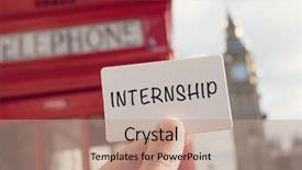  Presentation with internship - Beautiful slide deck featuring signboard with the word internship backdrop and a coral colored foreground