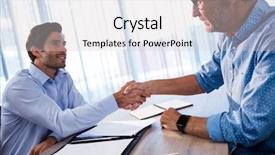  Presentation with handshake - Presentation theme enhanced with signed contract - two businessmen giving a handshake background and a light gray colored foreground