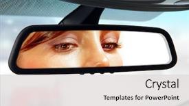  Presentation with rear view mirror - Beautiful theme featuring traffic signht - woman sits on driver's seat backdrop and a light gray colored foreground