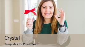  Presentation with black women beautiful woman - Audience pleasing slide set consisting of signing ceremony - beautiful young woman holding degree backdrop and a coral colored foreground