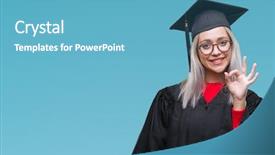  Presentation with arabian woman wearing hijab muslim - Cool new PPT layouts with signing ceremony - young blonde woman wearing graduate backdrop and a  colored foreground