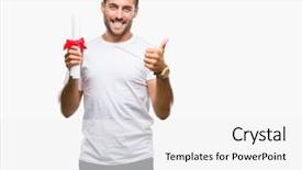  Presentation with fingers - Amazing PPT layouts having signing ceremony - young handsome man holding degree backdrop and a  colored foreground