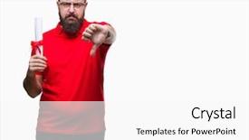  Presentation with young man wearing a hat - Beautiful PPT theme featuring signing ceremony - young hipster man wearing glasses backdrop and a  colored foreground