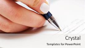  Presentation with management - PPT theme featuring signing contract background and a lemonade colored foreground