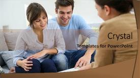  Presentation with financial - Presentation theme having signing financial contrat on digital background and a coral colored foreground