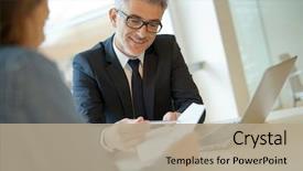  Presentation with loan - Amazing presentation theme having signing financial loan for project backdrop and a coral colored foreground